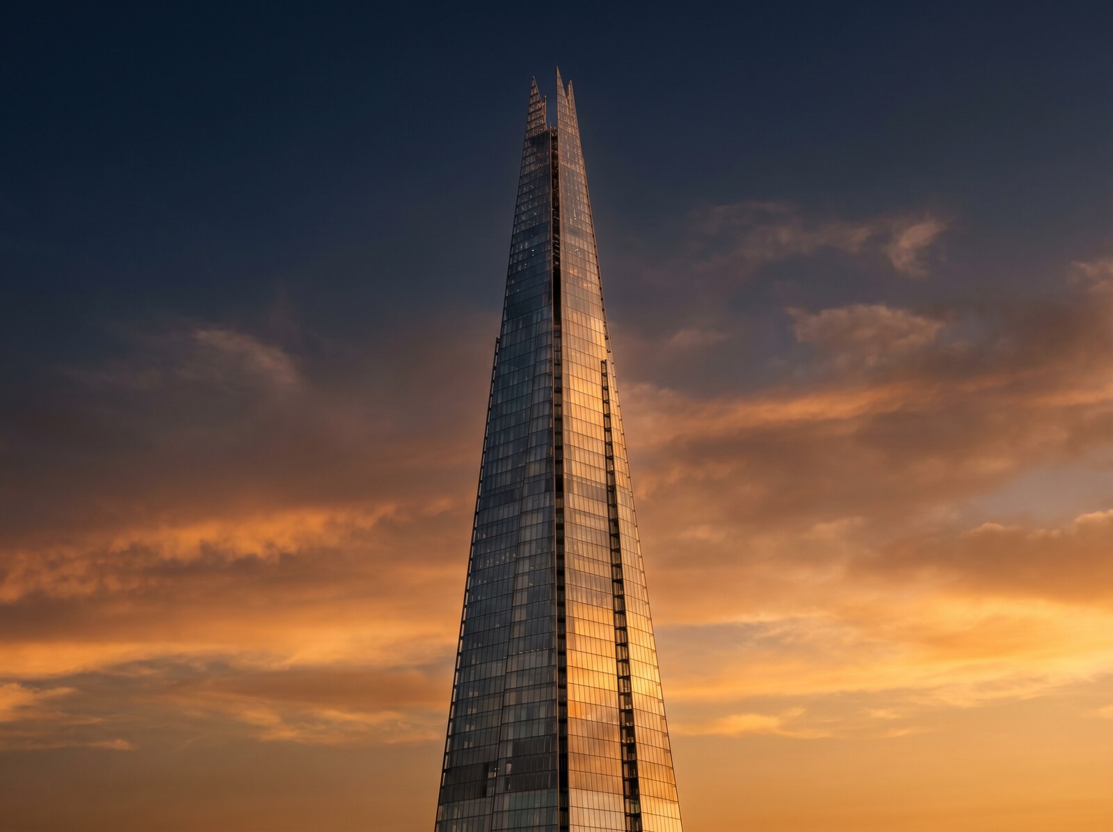 The Shard, London &mdash; glass spire at golden hour